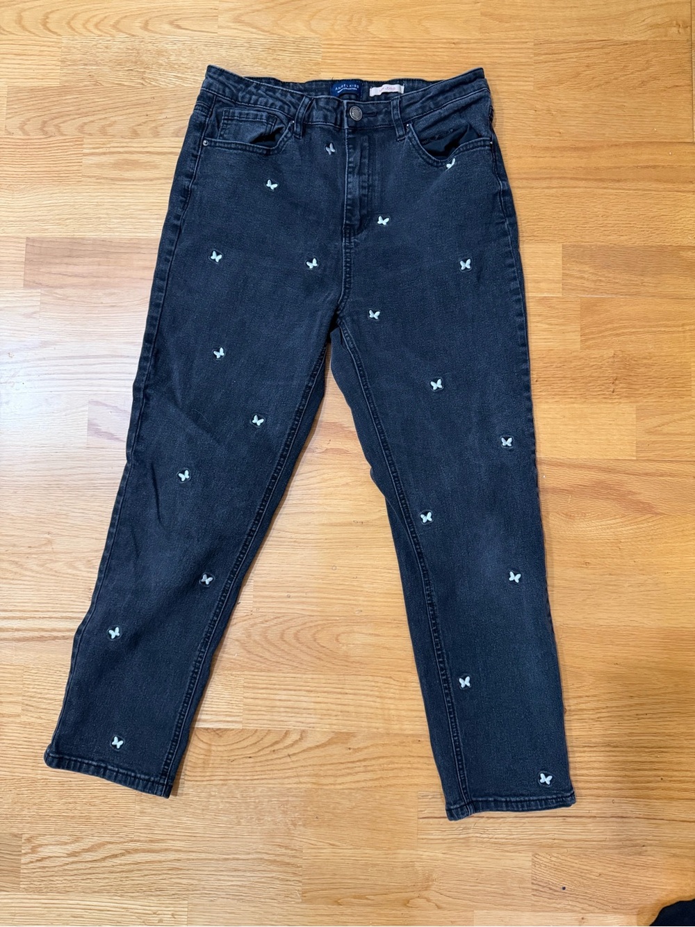 Black Embroidered butterfly junior Jeans